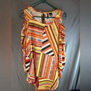 New Direction Colorful Striped Cold Shoulder Blouse